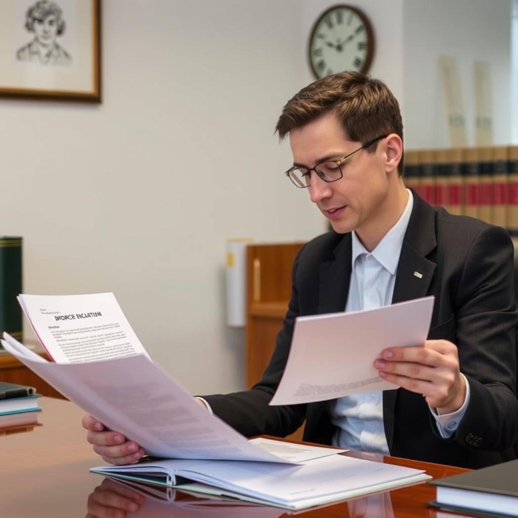 Family law solicitor in Harrow reviewing divorce case documents Family law solicitor in Harrow reviewing divorce case documents