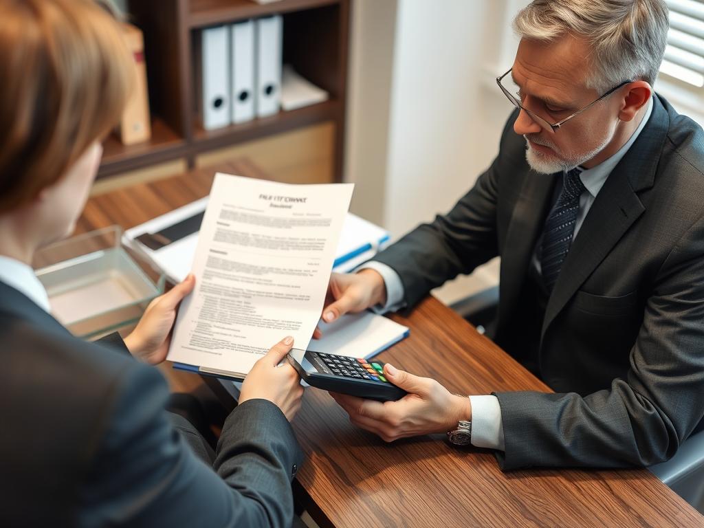 Financial settlement discussion between lawyer and client